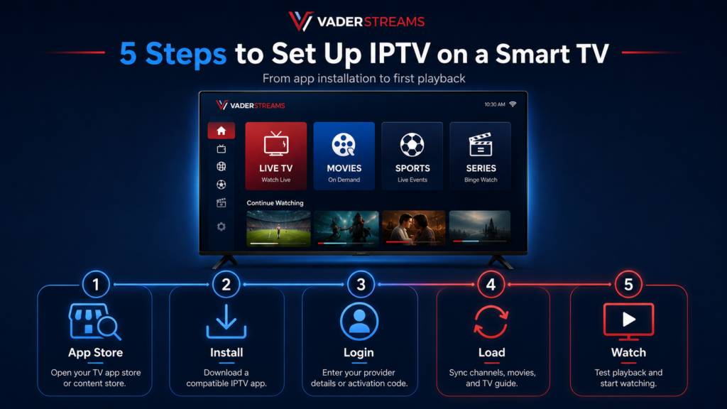 Step-by-step IPTV installation process on a Smart TV